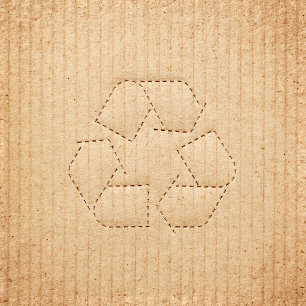Cardboard box background with recycle symbol