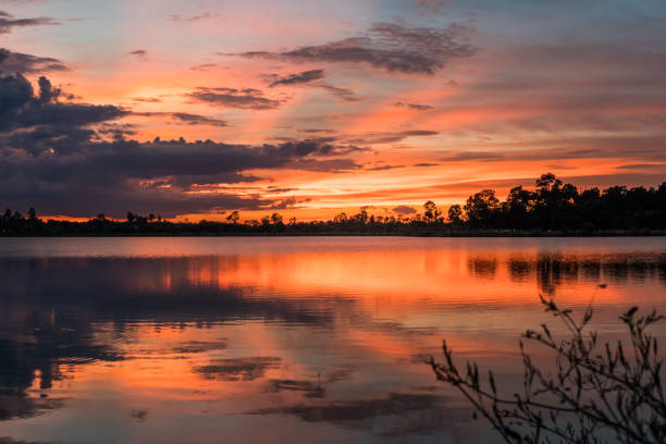 istock Sunset on the lake landscape 1161312363
