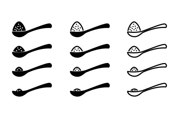 ilustrações de stock, clip art, desenhos animados e ícones de full spoon icon - sugar spoon salt teaspoon