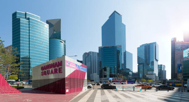 Gangnam Square, Central Seoul, panoramic view Gangnam Square, Central Seoul South Korea, panoramic view kangnamgu stock pictures, royalty-free photos & images