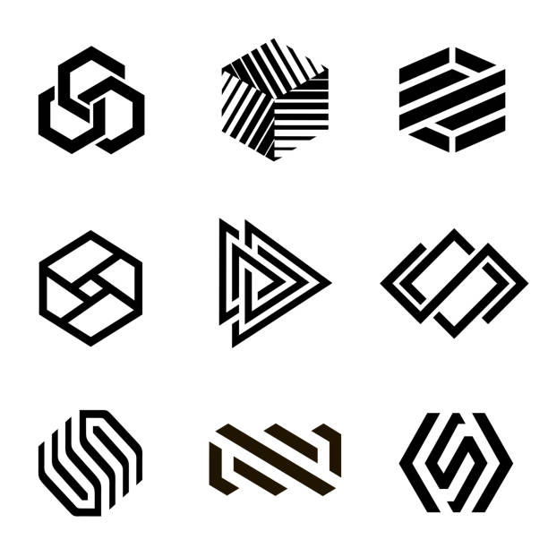 szablon projektu wektorowego dla firm. abstrakcyjne ikony. - triangle square shape label symbol stock illustrations