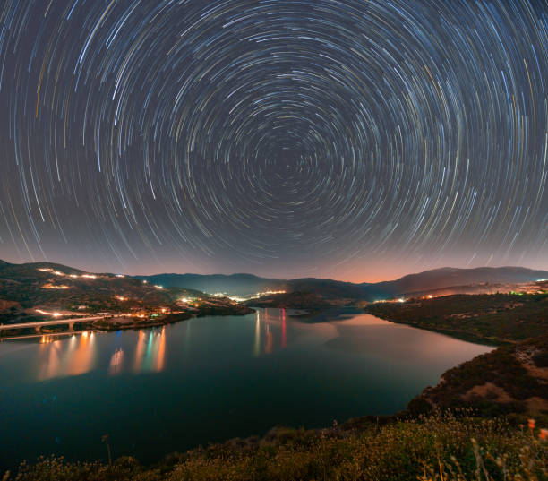 Startrails about Germasogeia Dam in Limassol District, Cyprus