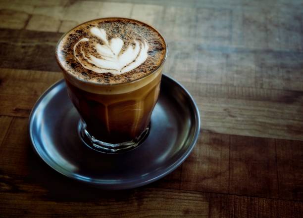 Tasty Hot Mocha With Beautiful Latte Art At Cafe stock photo