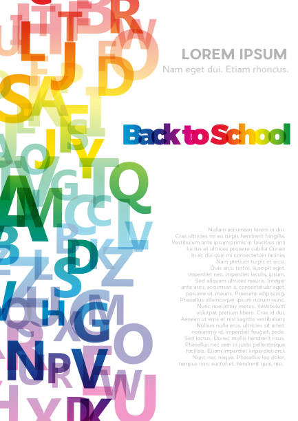 ilustrações de stock, clip art, desenhos animados e ícones de back to school. vector vertical abstract alphabet background with flying letters - dictionary alphabet letter text