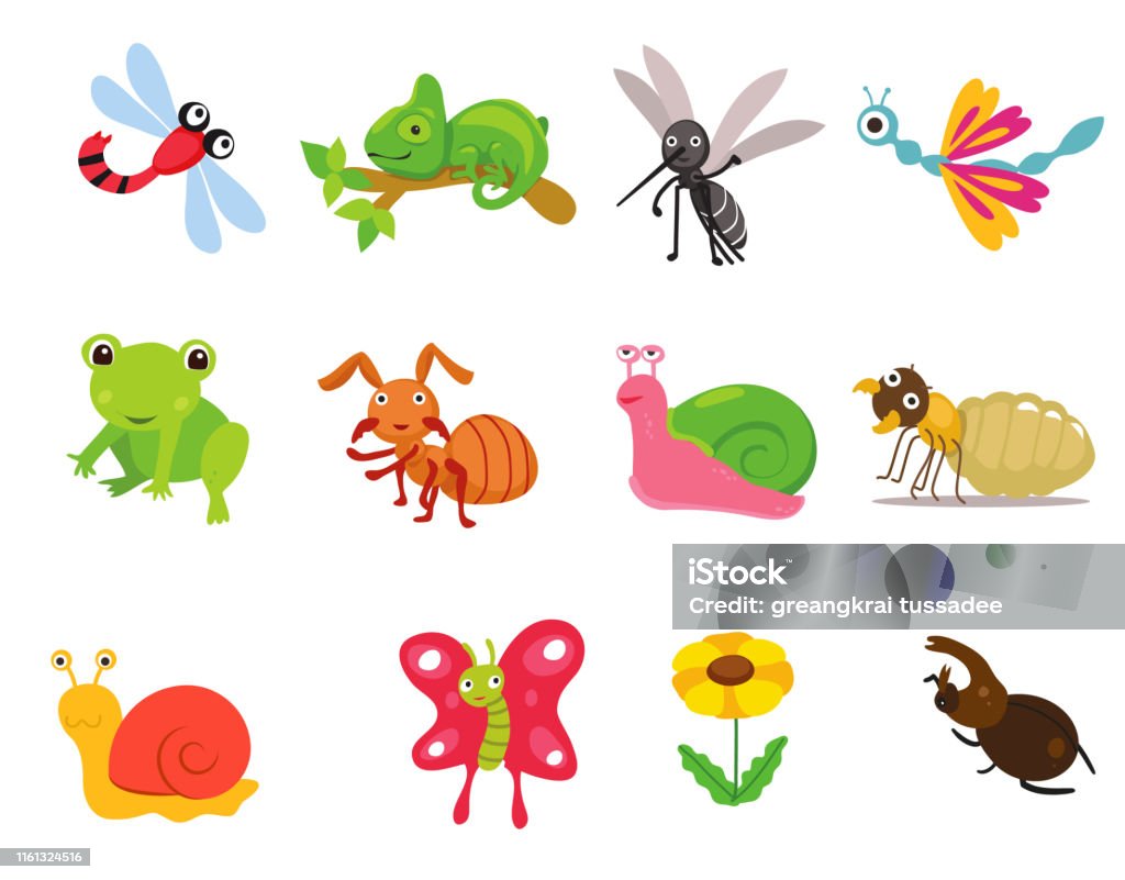 Vector Insect Comic Set Of Insect Character Vector Stock Illustration - Download Image Now ...