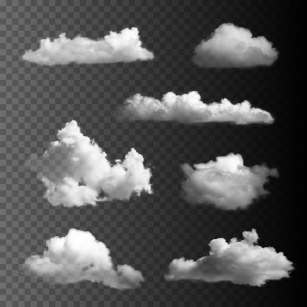 großer satz transparenter wolken. - air nature high up pattern stock-grafiken, -clipart, -cartoons und -symbole