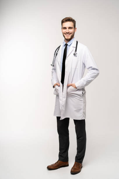 istock Full length young medical doctor on white background. 1161326236