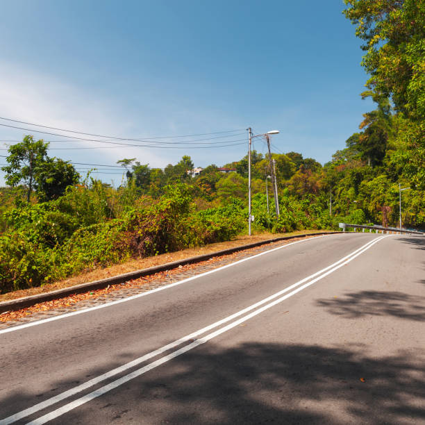 istock Turning mountain highway at sunny day 1161326308