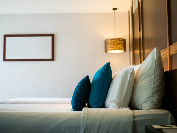 istock Interior, comfort pillow on bed decoration in bedroom 1161327691