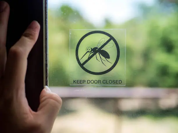 Mosquito, Keep door closed, A door with a symbol mosquito danger sign template