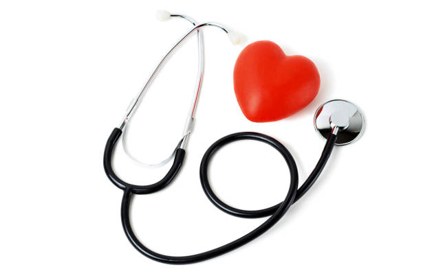 istock Stethoscope and red heart close up on white background 1161329021