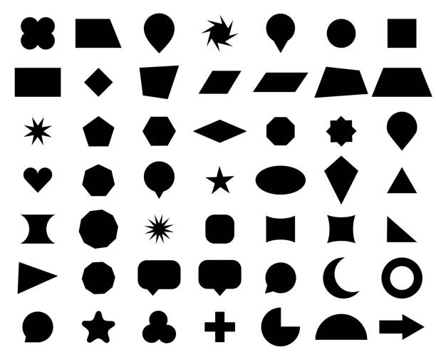 геометрические и популярные, универсальные формы векторный набор, коллекция - mathematics mathematical symbol preschool simplicity stock illustrations