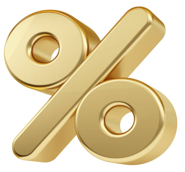 percentage symbol golden 3d-illustration stock photo