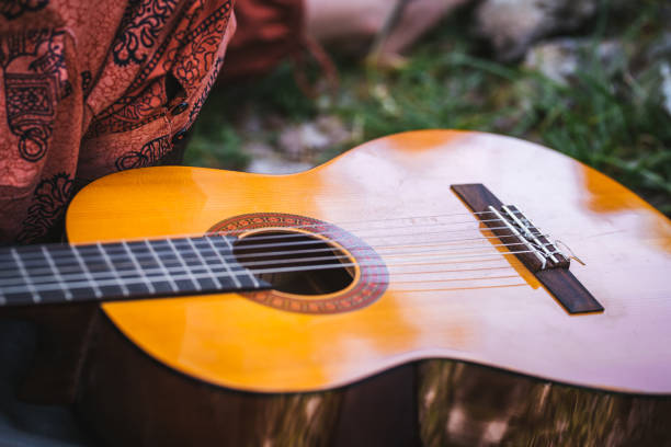 istock Acoustic guitar close up image 1161339565