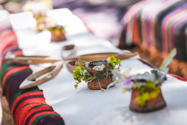 istock Traditional folklore  Bulgarian decoration with copper decorated with fresh flowers for a special holiday 1161339733