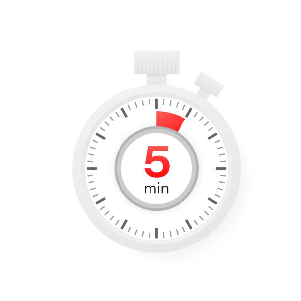 The 5 minutes timer. Stopwatch icon in flat style. vector art illustration