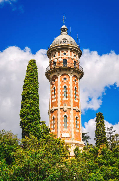 istock Water tower Torre de les Aigues de Dos Rius at mountains in Barcelona 1161342566