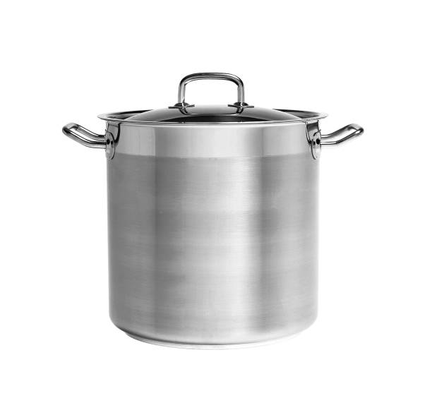 istock Big stainless steel pan isolated on white background. Side view. 1161342684