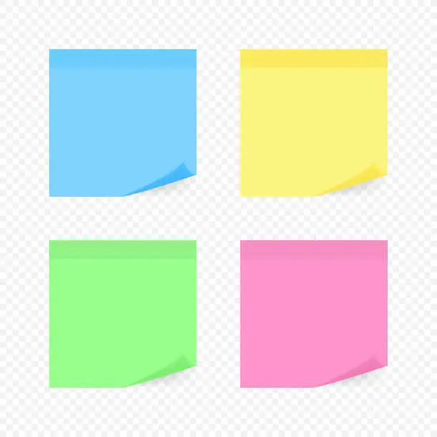 Vector illustration of Colorful sticky note, vector illustration.