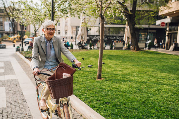 istock Business woman with a bicycle 1161344330