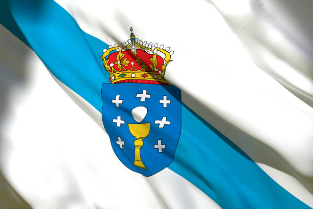 bandera de la comunidad de galicia - galicia fotografías e imágenes de stock