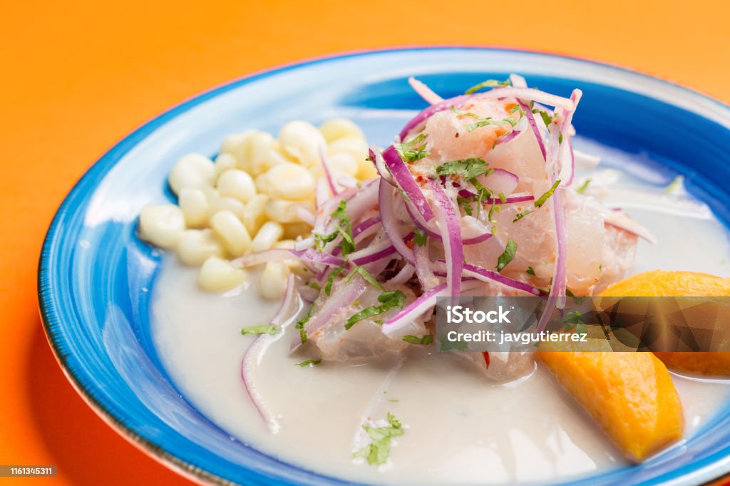 Seafood ceviche, typical dish from Peru. Seafood ceviche Closeup, typical dish from Peru. Seviche Stock Photo