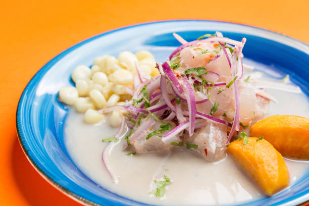 Seafood ceviche, typical dish from Peru. Seafood ceviche Closeup, typical dish from Peru. seviche photos stock pictures, royalty-free photos & images