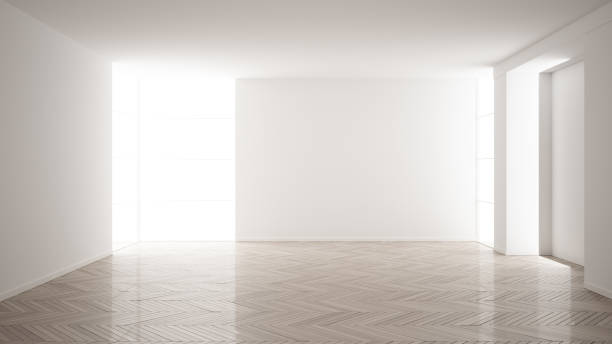 istock Empty room interior design, open space with white walls, modern style, parquet wooden floor, minimalist contemporary architecture, concept, mock-up, architecture idea 1161346739