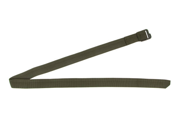 녹색 나일론 고정 벨트, 흰색 배경에 격리 된 스트랩. - safety strap 뉴스 사진 이미지
