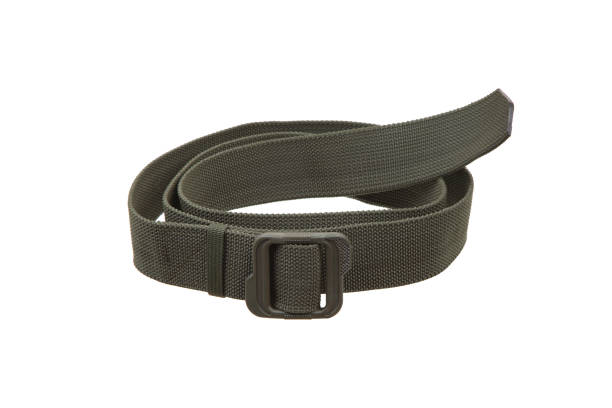 istock Green nylon fastening belt, strap isolated on white background. 1161346746