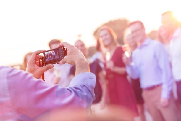 istock Business people on a rooftop party. 1161347067