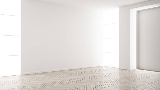 istock Empty room interior design, open space with white walls, modern style, parquet wooden floor, minimalist contemporary architecture, concept, mock-up, architecture idea 1161347854