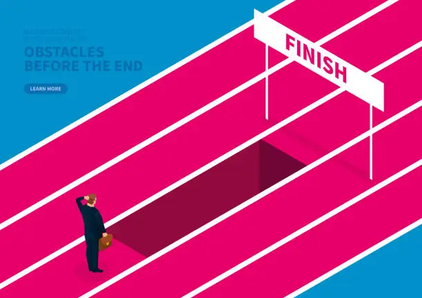 Vector illustration of Obstacles before reaching the end