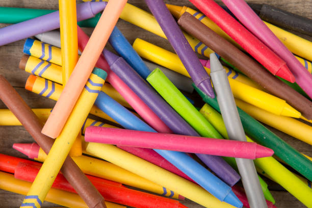 istock Crayons on the wooden desk 1161349656