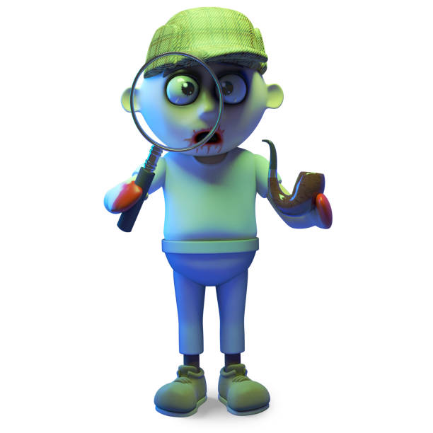 istock Cartoon zombie monster wearing a deerstalker and using a magnifying glass, 3d illustration 1161349671