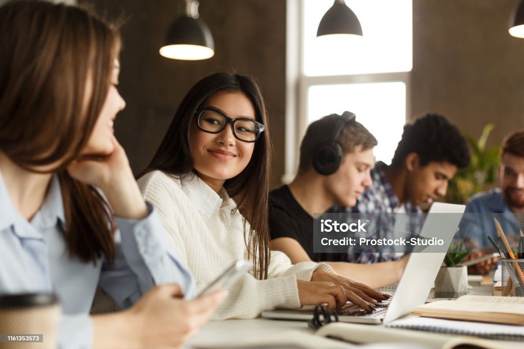 Study Img Students Studying In Library Classroom Work On Project Stock Photo ...