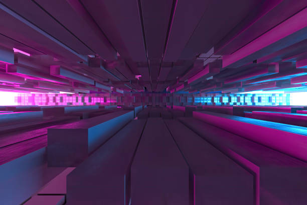 istock 3D illustration,3d render,Abstract image of the cube background, the path to the light, Plastic Pink and Blue background 1161356683