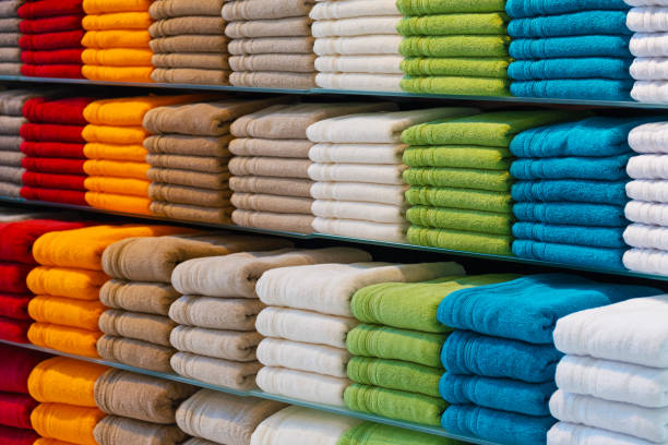 istock colorful towels on store shelves 1161357167