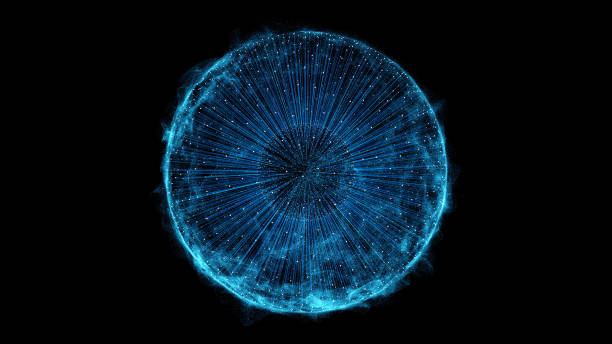 sphere shape like a cell. 3d rendering illustration. - blue ball imagens e fotografias de stock