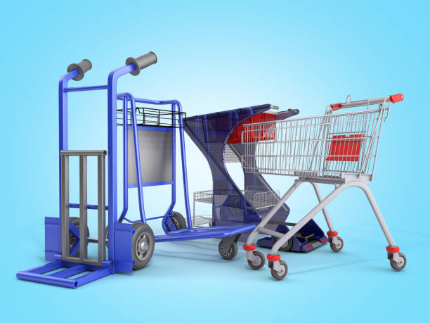 istock a set of supermarket trolleys for different loads 3d render on blue gradient 1161358722