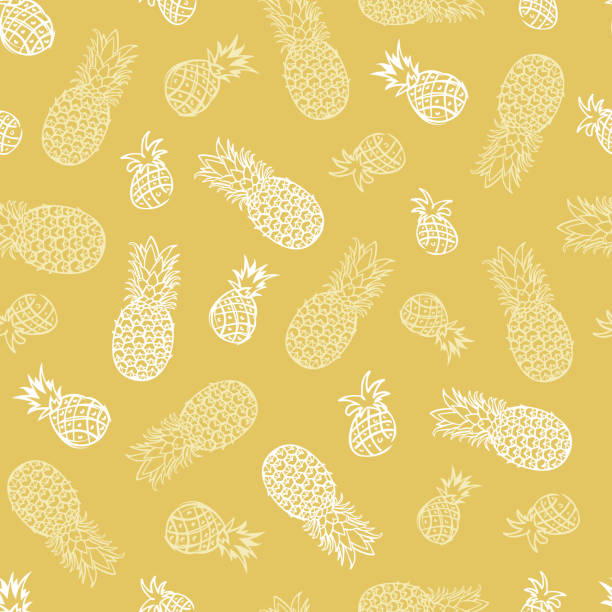 vektor beige tropischen ananas nahtlose muster hintergrund. perfekt für stoff, scrapbooking, tapete projekte. - pineapple plantation stock-grafiken, -clipart, -cartoons und -symbole