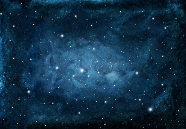 акварель ночного неба фон со звездами. - акварельная живопись иллюстрации stock illustrations