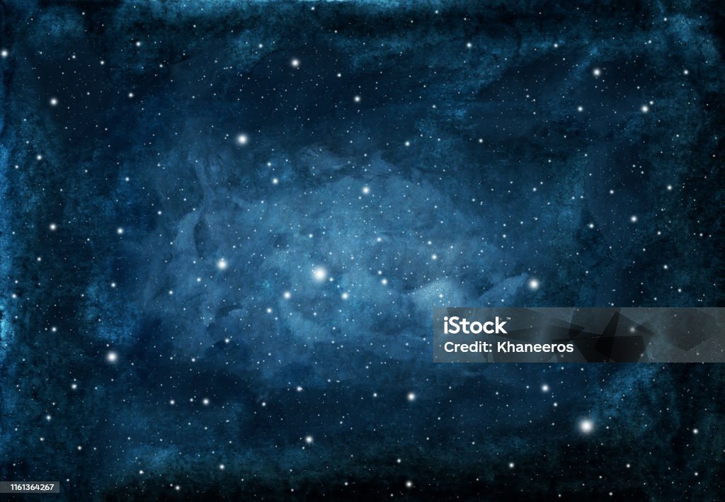 Yıldızlar ile suluboya gece gökyüzü arka plan. - Royalty-free Yıldız Stock Illustration