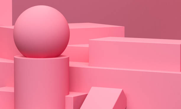 istock Geometric shape Minimalist abstract background, primitive geometrical figures, pastel colors, 3D render. 1161365551
