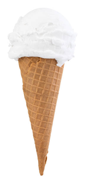 istock vanilla ice cream in the cone on white background with clipping path 1161366520