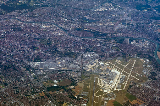 gatwick london aerial view panorama from airplane landscape