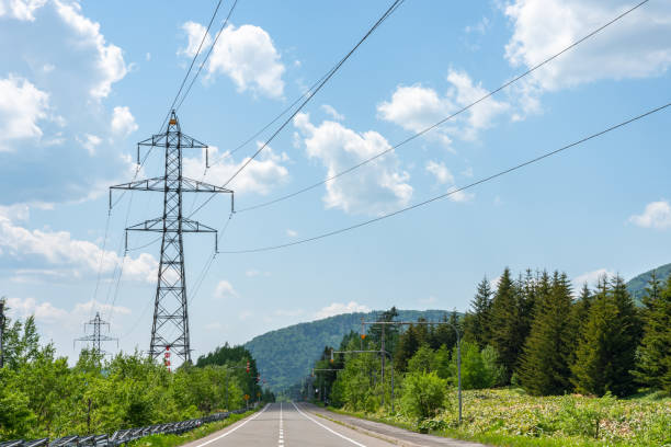istock Electricity transmission power lines High voltage tower 1161366758