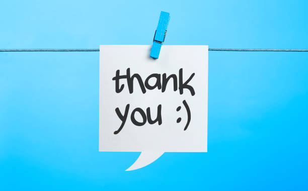 White Thank you Chat Bubble Hanging On Blue Background White Thank you Chat Bubble Hanging On Blue Background With the Latch latch photos stock pictures, royalty-free photos & images