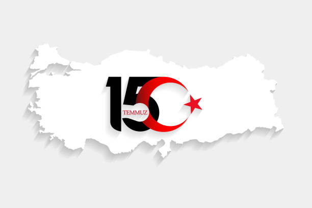 ilustrações, clipart, desenhos animados e ícones de mapa branco de turquia em 15 julho, logotipo novo da república da democracia dos feriados felizes, fundo da celebração, logotipo novo, vetor, ilustração, arquivo do eps - sovereignty