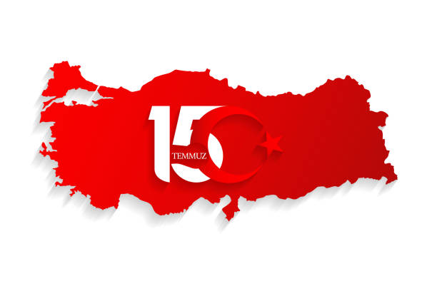 istock Turkey red map on 15 July, Happy Holidays Democracy Republic new logo, celebration background, new logo, vector, illustration, eps file 1161372734